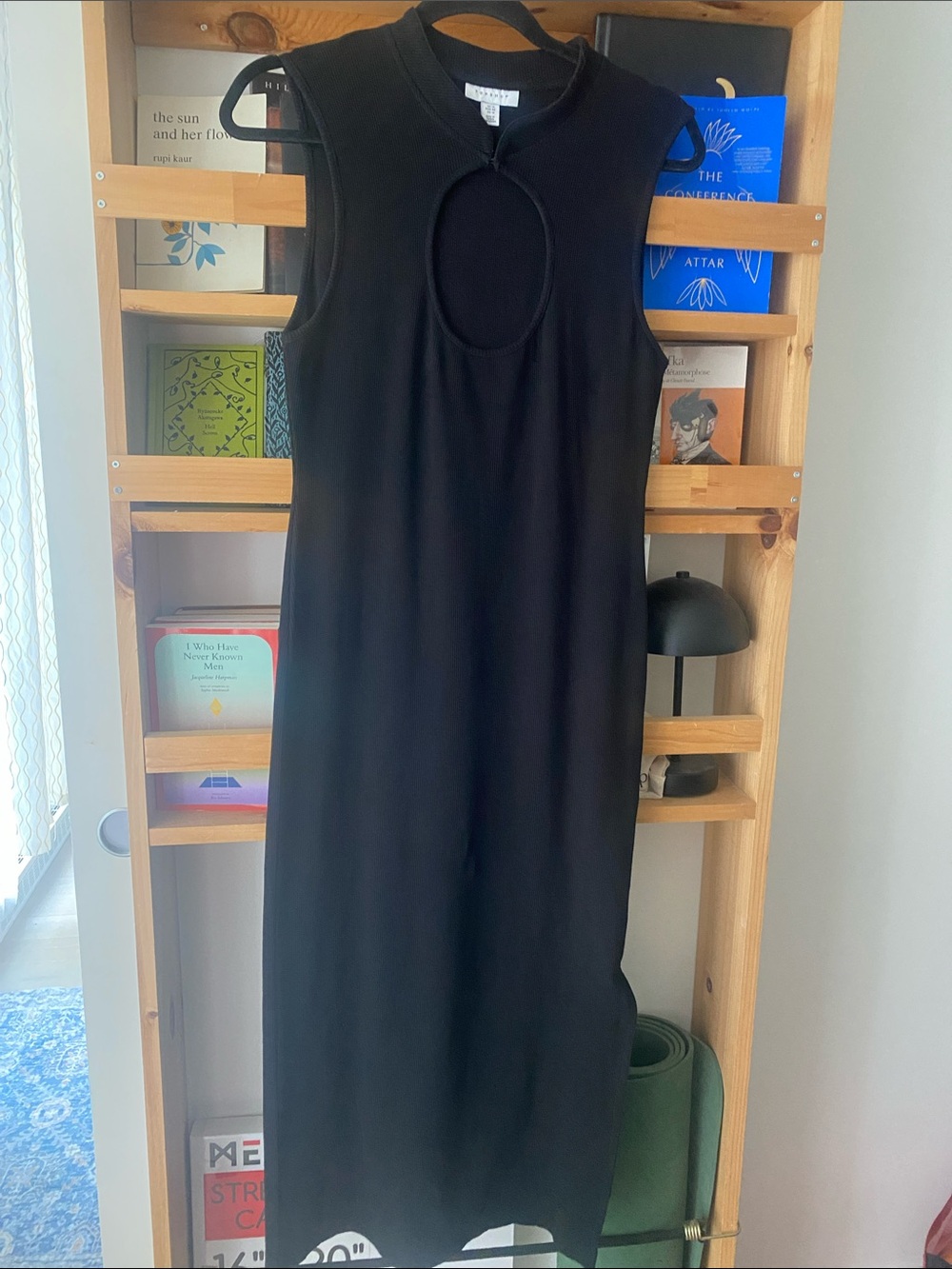 Topshop Black Sleeveless Keyhole Midi Dress - size 10 US - Picture 7 of 11